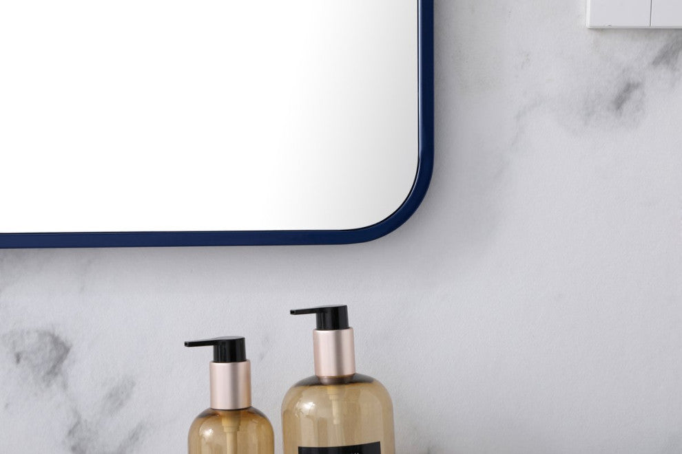 Ellis Soft Corner Metal Rectangular Mirror, Blue, 27"x40"