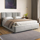 Omax Decor Venice Modern Fabric Upholstered Platform Bed, Grey Boucle, Queen