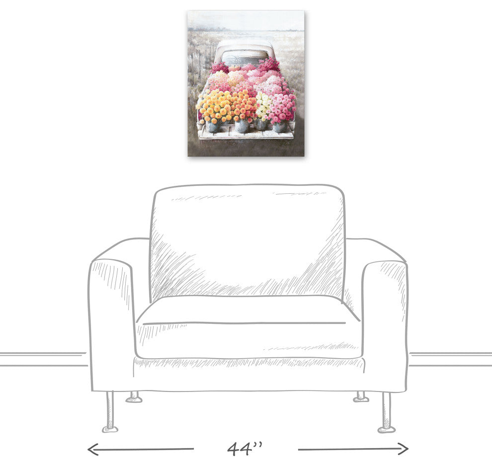 Flower Farm Truck 16x20 Canvas Wall Art
