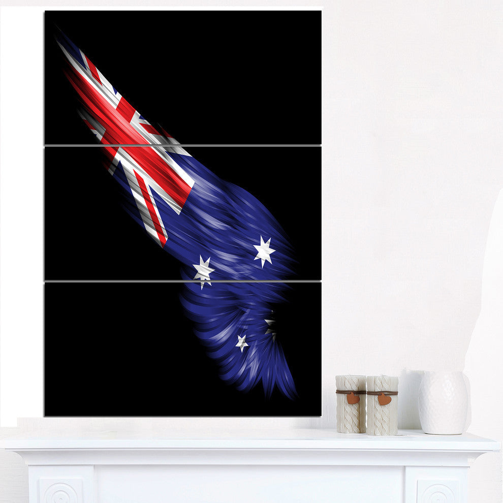 "Wing With Australian Flag" Digital Metal Wall Art, 3 Panels, 28"x36"