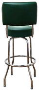 Retro Home Single Ring Upholstered 30" Swivel Bar Stool with Back, Green