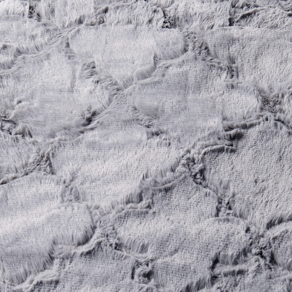 Ashley Brushed Faux Fur & Matching Sherpa Borrego Backing Throw, Gray, 50" X 60"