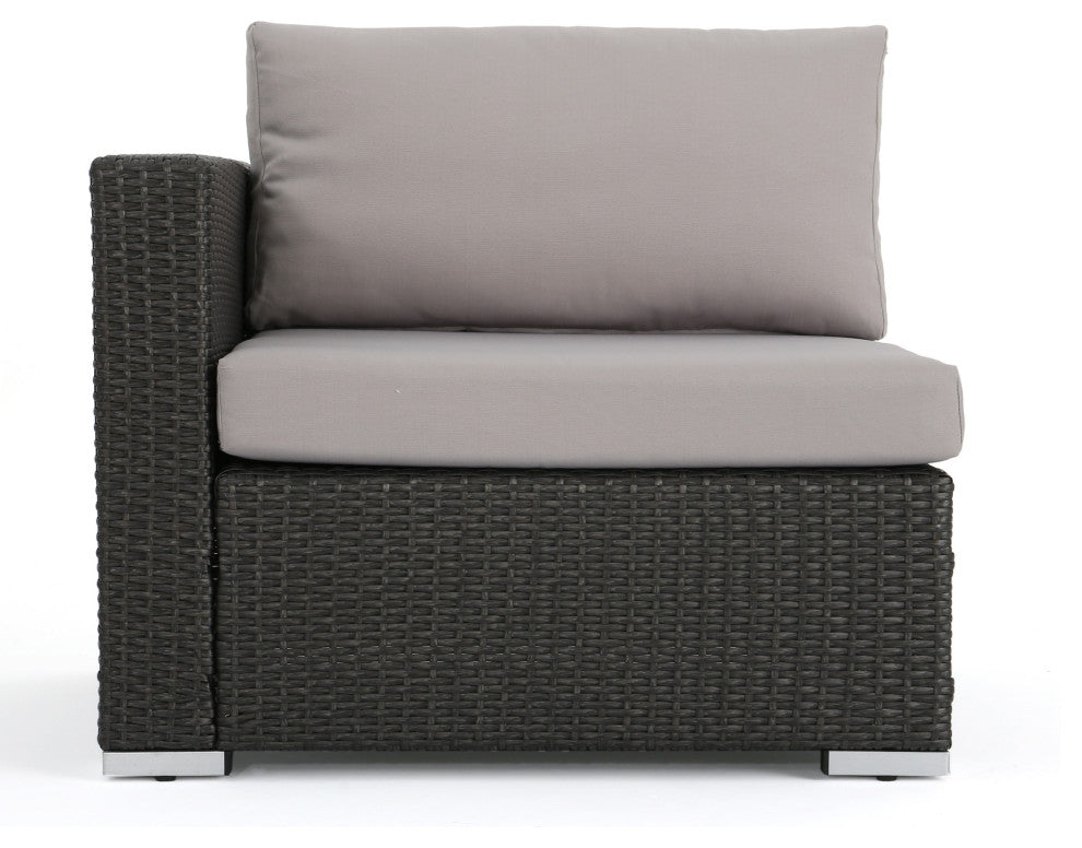 GDF Studio Tammy Rosa Outdoor 5 Seat Wicker Sectional Sofa Set, Gray/Silver