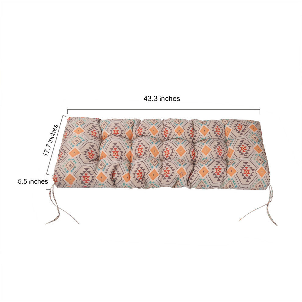 LNC Tufted Indoor Outdoor Chair Cushion Patio Bench Cushion Aztec Orange