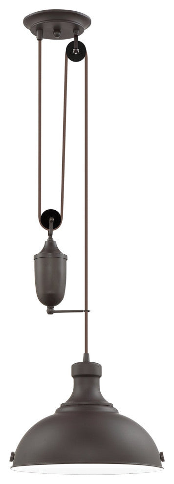 Kira Home Sequoia 13" Farmhouse Pulley Pendant Light, Retractable Design