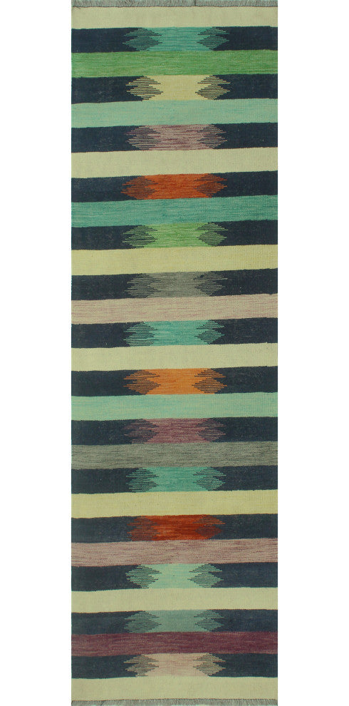 Winchester Kilim Hring Navy/Ivory Runner, 2'11x9'8