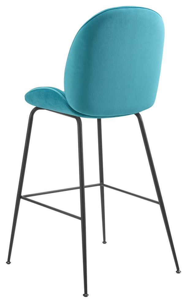 Bar Stool Chair Barstool, Velvet, Metal, Blue, Modern, Bar Pub Bistro Restaurant