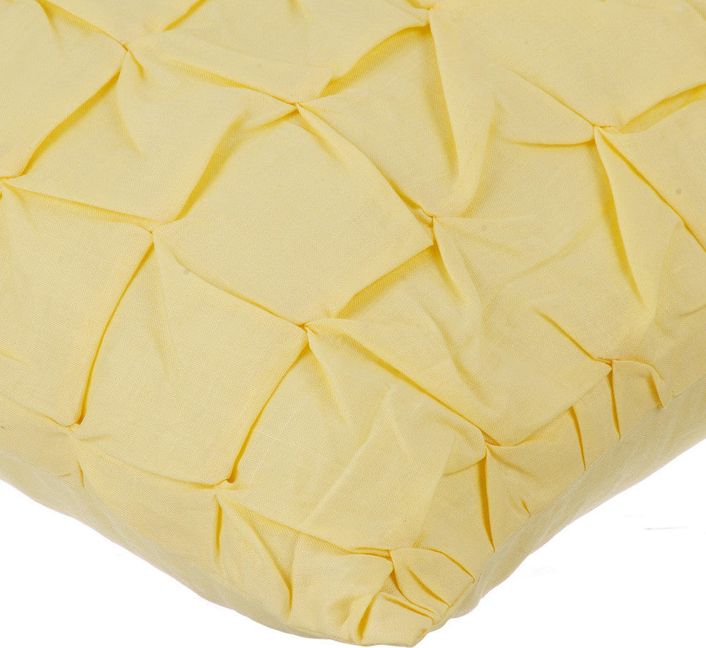 Yellow Pillows 20"x20" Sofa Throws, Knots Cotton Linen, Summer Brewery