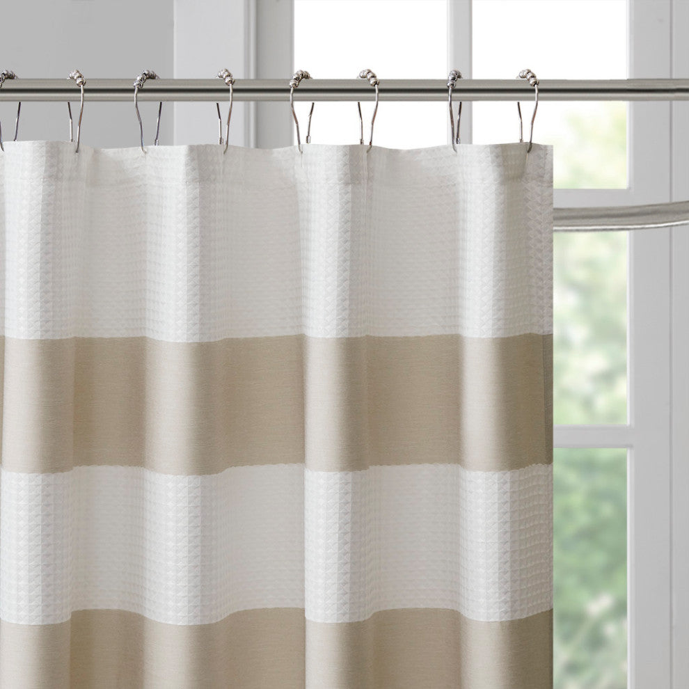 Madison Park Spa Waffle Shower Curtain With 3M Treatment, Taupe
