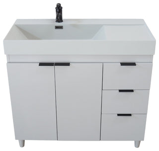 39" Single Sink Vanity, French Gray With Light Gray Composite Granite Top