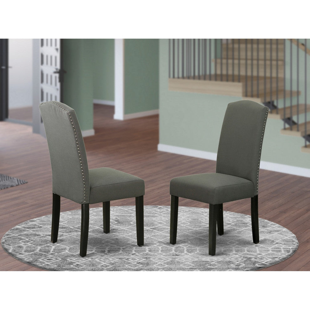 Encinal Parson Chair, Black Leg And Fabric-Dark Gotham Grey Color Set of 2