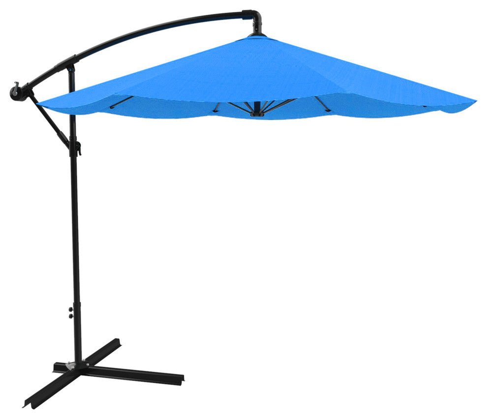 Pure Garden Offset 10'' Aluminum Hanging Patio Umbrella, Brilliant Blue