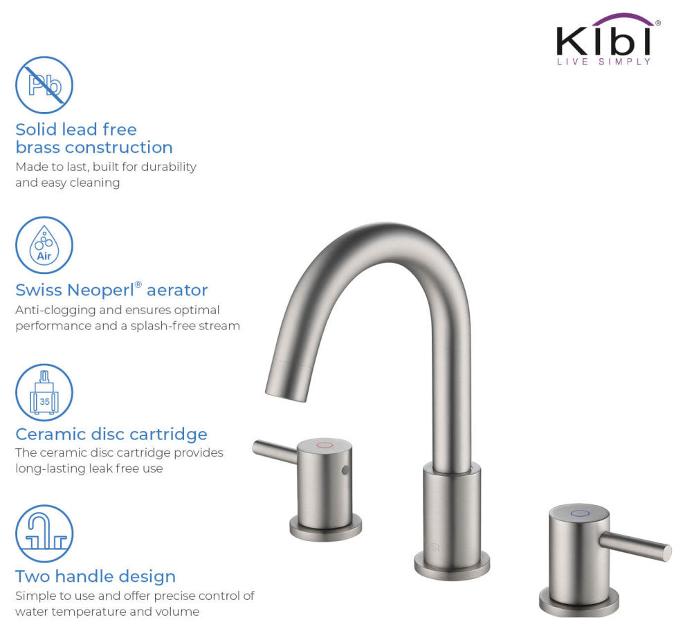 Circular Widespread Sink Faucet With Pop-Up Drain, Brush Nickel