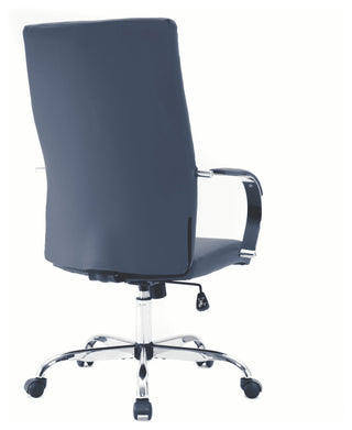 LeisureMod Sonora High-Back Adjustable Leather Conference Chair, Navy Blue