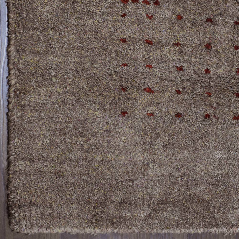HAND KNOTTED LOOM SILK AREA RUGS-5'x8',Rectangle,Light Brown,Contemporary