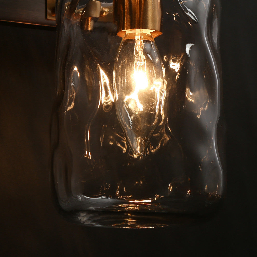 LNC Matte Black and Polished Gold Mason Jar Modern Wall Sconces, 2 Lights