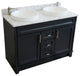 48" Double Sink Vanity, Dark Gray Finish With White Carrara Marble