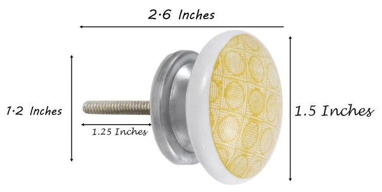 Mascot Hardware Circle Checkered Yellow Drawer Cabinet Knob - Pack of 10