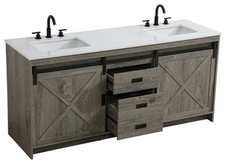 Home Living 72" Double Bathroom Vanity, Rustic Grey