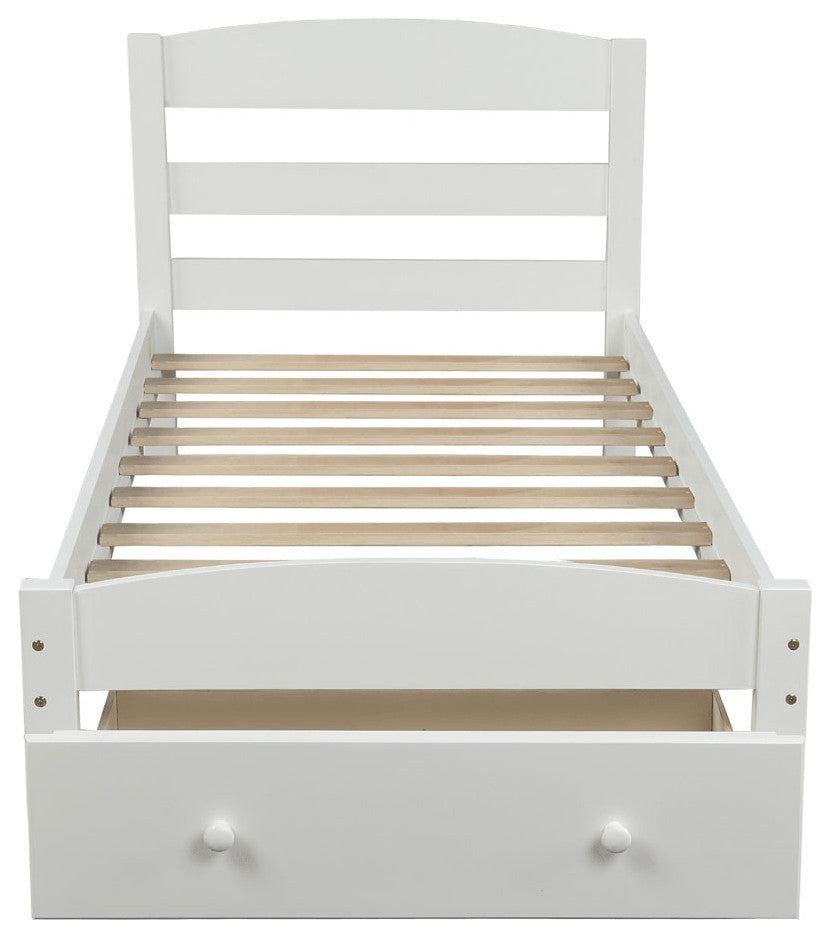 Twin White Upholstered Bed
