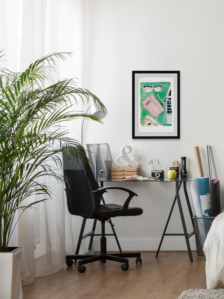 "Pink Planner" Framed Painting Print, 16"x24"