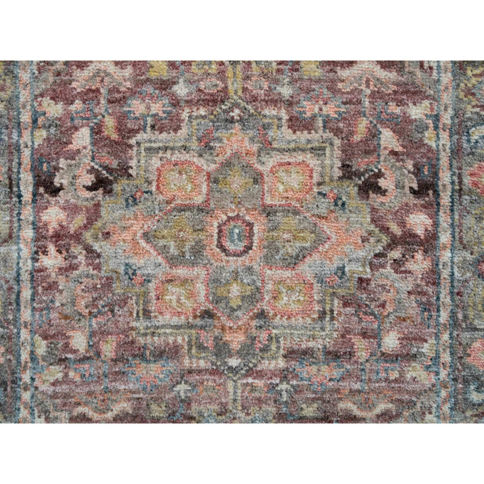 Red Pure Wool Heris Revival Hand Knotted XL Runner Oriental Rug, 2'6"x15'8"