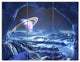 Electric Blue Alien World, Landscape Triptych Canvas Art Print, 36x28, 3 Panels