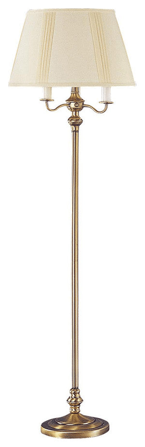 60" Bronze Four Light Traditional Shaped Floor Lamp With Beige Square Shade