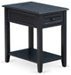 Mid Century Night Stand For Bedroom, 1 Wooden Drawer, Navy Blue Finish