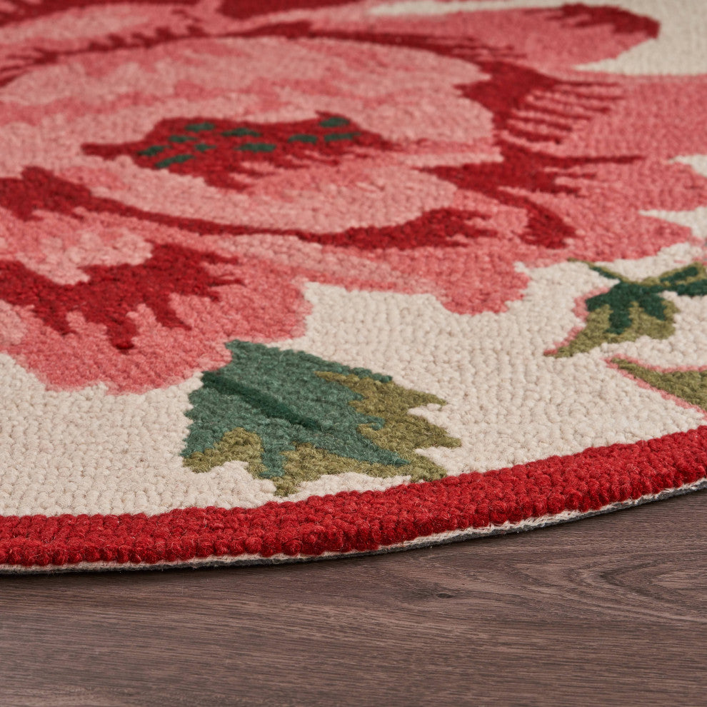 6" Round Pink Rose Area Rug