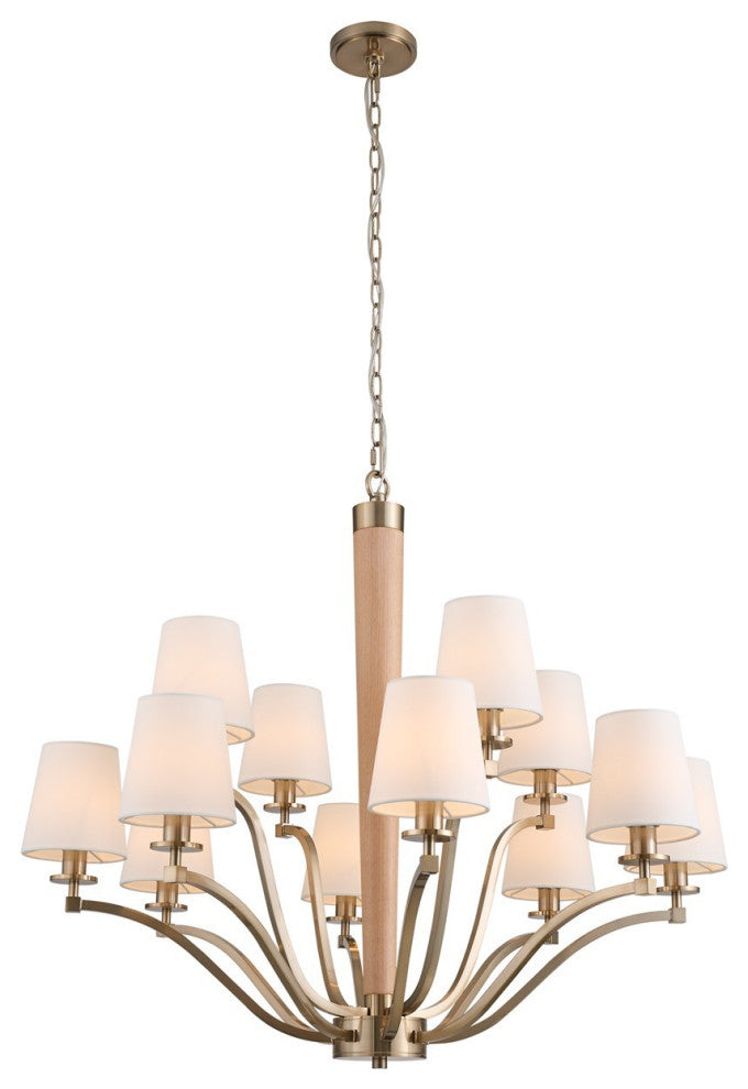 Brushed Champagne Gold 12 Light Chandelier from the Curva Collection
