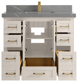 Boston 42" Single Sink Bath Vanity in Fine Grain 2" Piatra Gray