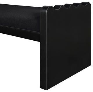 Sonia Upholstered Bench, Black, Velour Fur Fabric, Black Finish