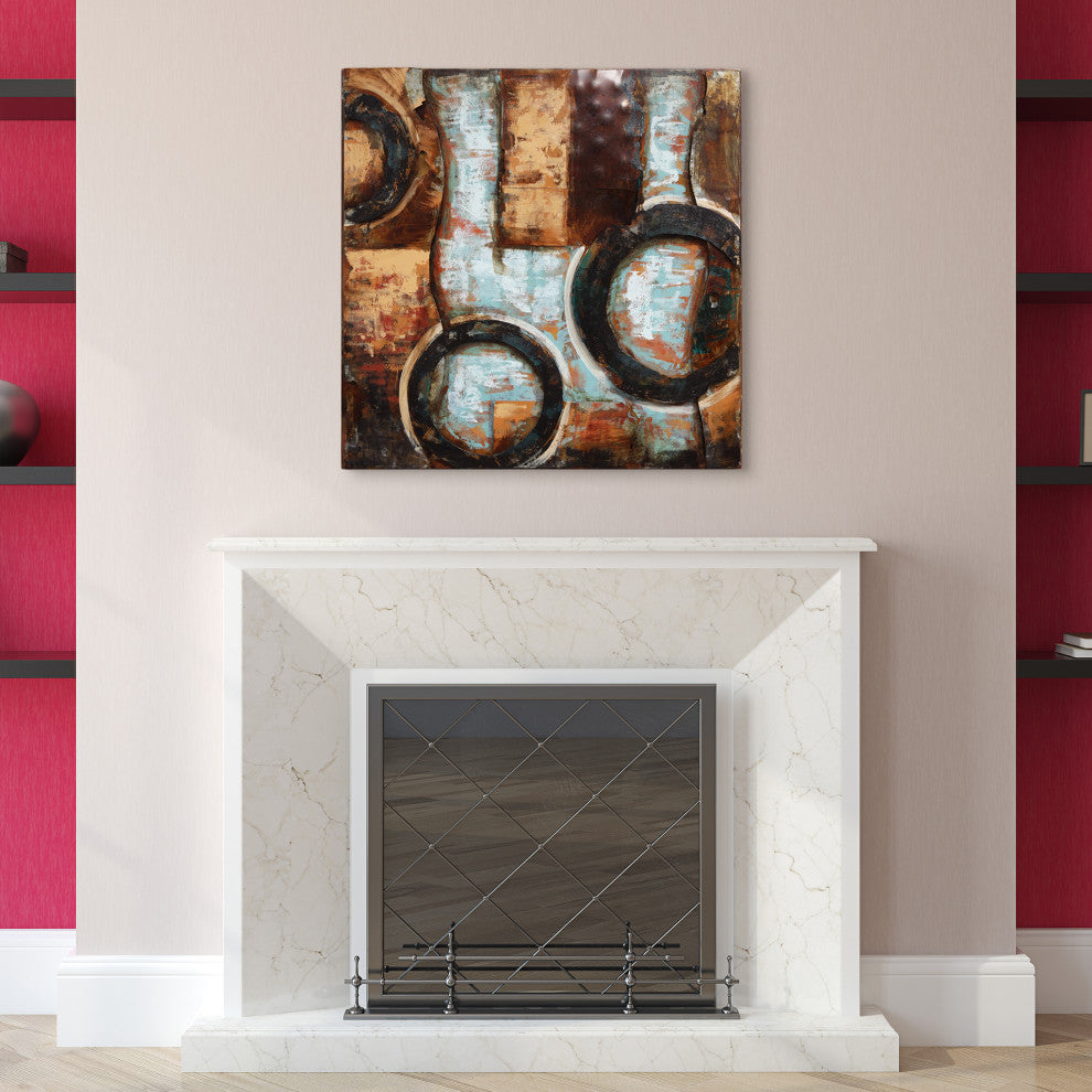 "Revolutions" Abstract Mixed Media Iron Hand Painted Dimensional Wall Art