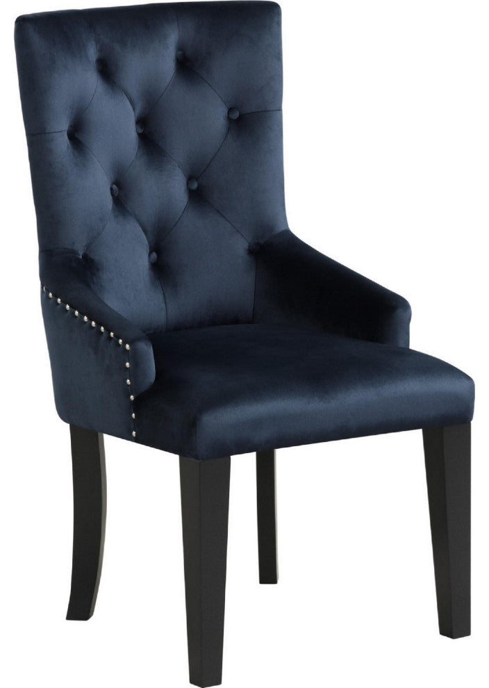 Benzara BM279097 Luna 41" Accent Chair, Tight Back, Button Tufted, Velvet, Blue