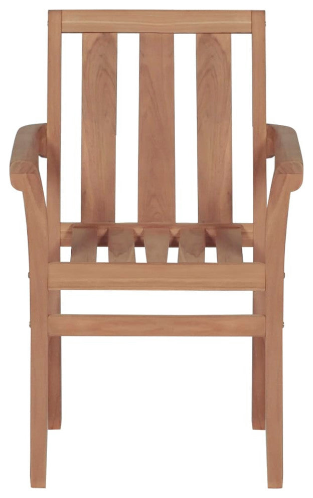 vidaxL 8x Solid Teak Wood Stackable Patio Chairs Outdoor Garden Lounge Seating