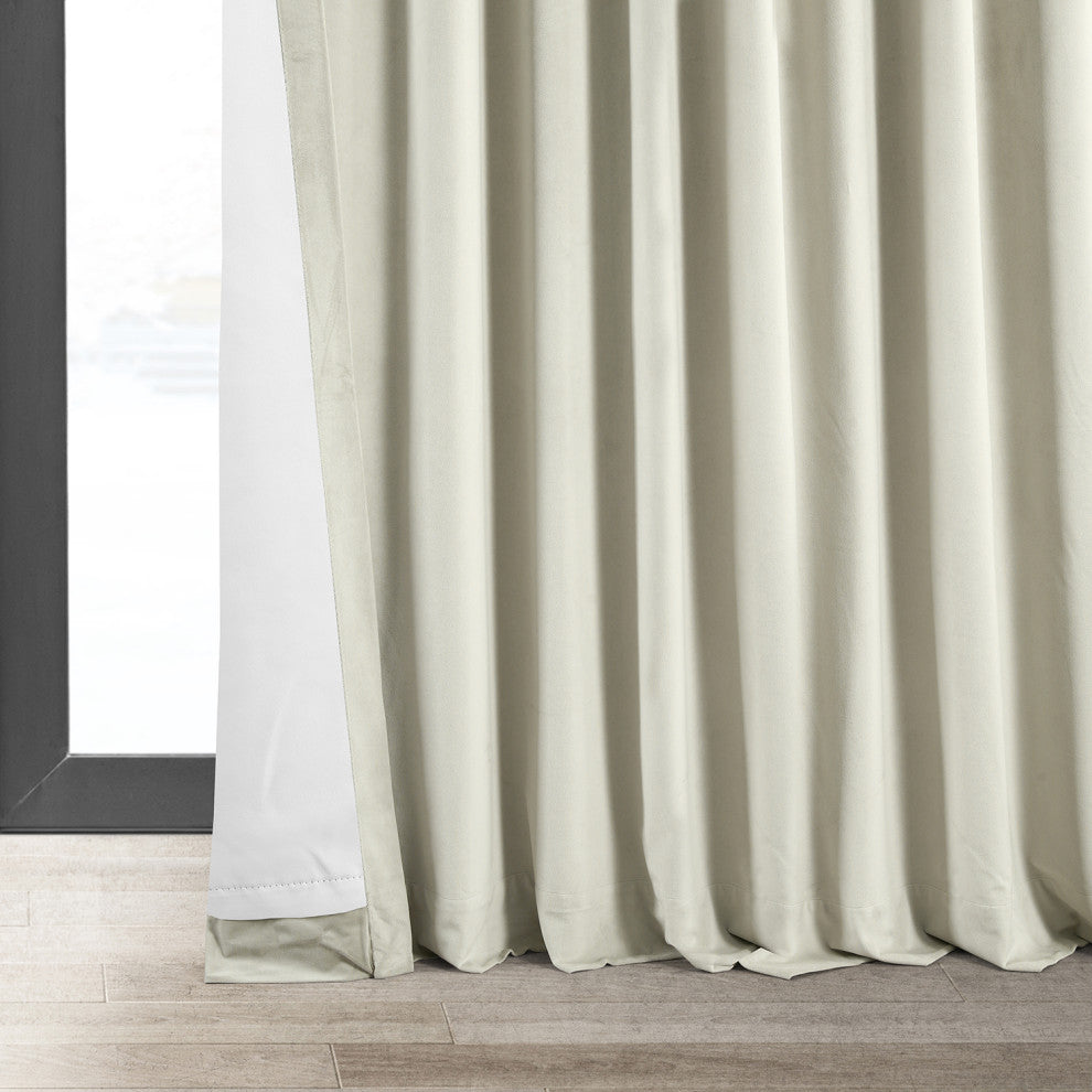 Signature Warm Off White Doublewide Blackout Velvet Curtain Panel, 100x108
