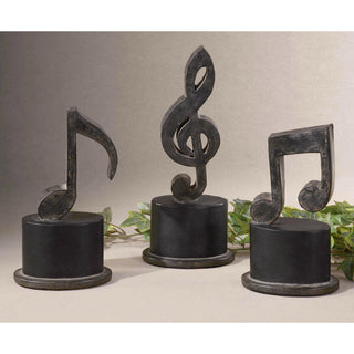 Uttermost Music Notes Set of 3 Aged Black