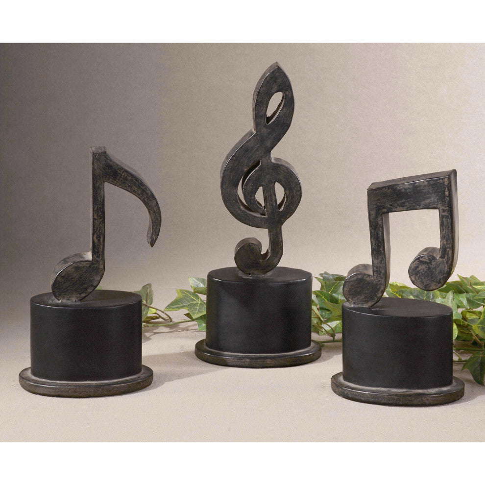 Uttermost Music Notes Set of 3 Aged Black