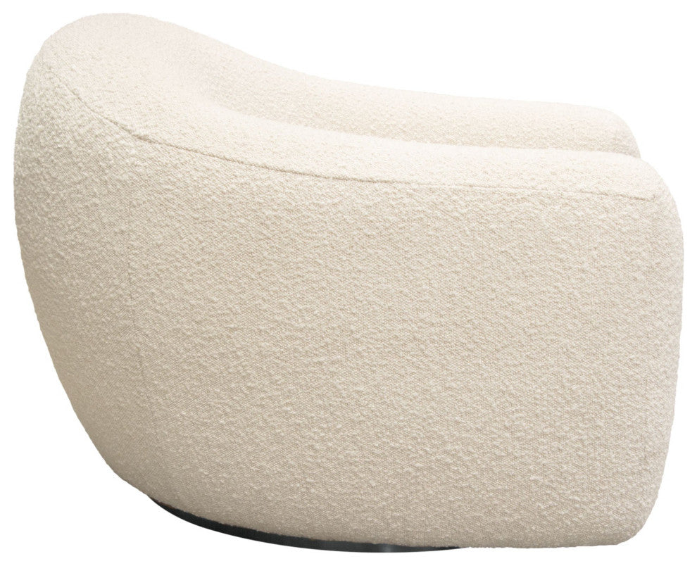Pascal Swivel Chair With Boucle Textured Fabric, Bone