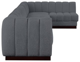 Quinn Chenille Upholstered 7-Piece L-Shaped Modular Sectional, Grey