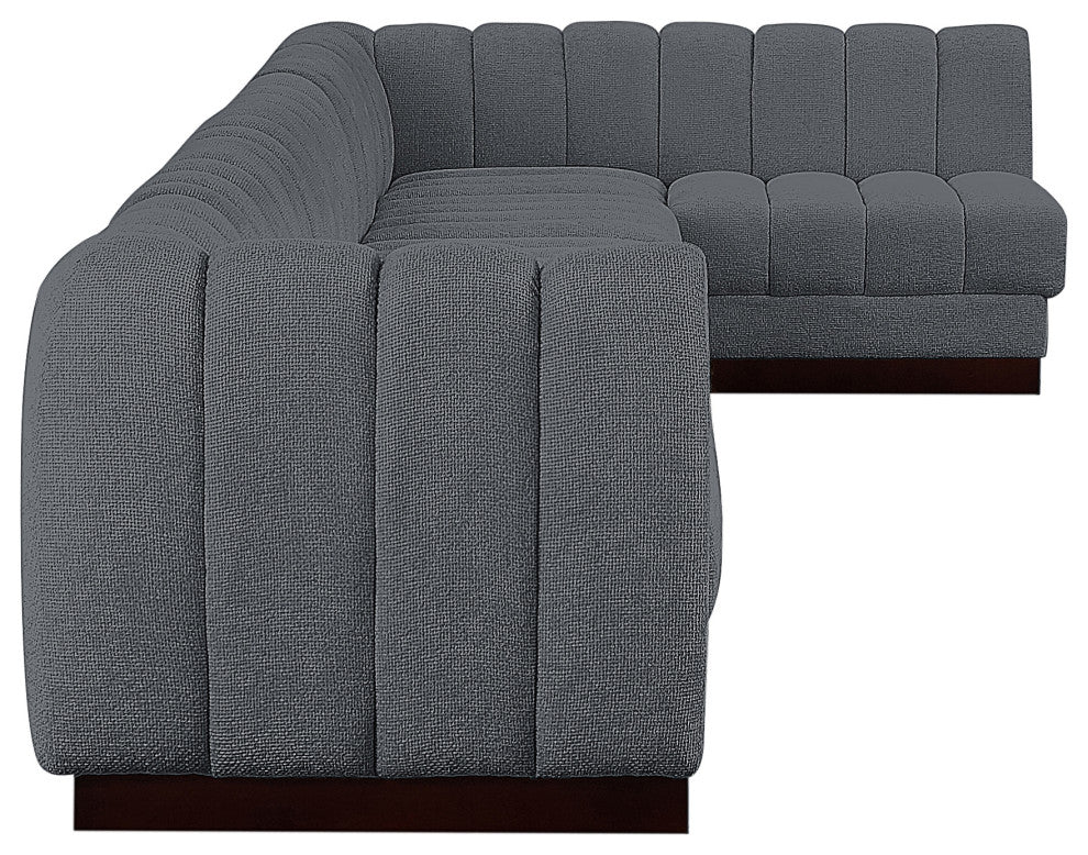 Quinn Chenille Upholstered 7-Piece L-Shaped Modular Sectional, Grey