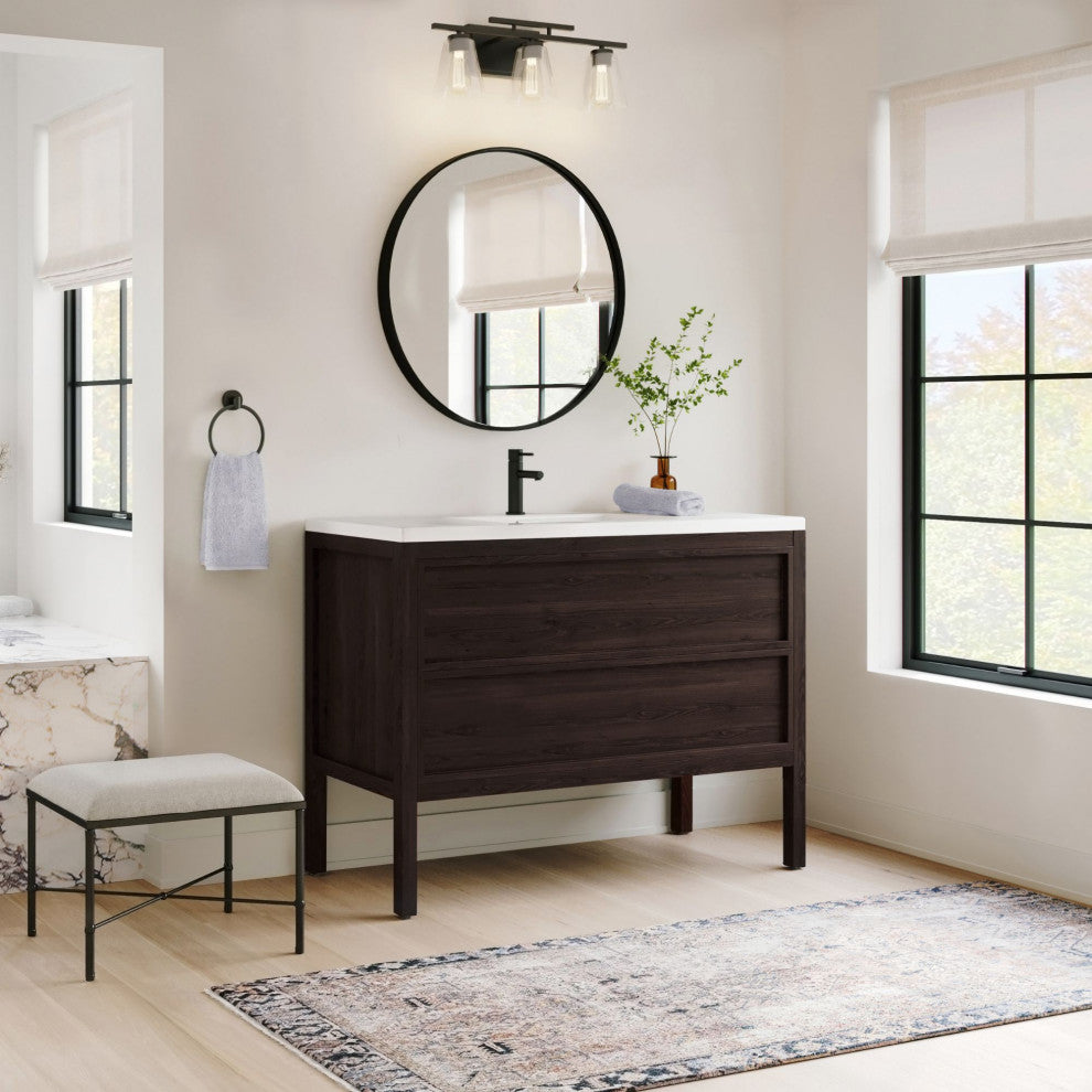 The Shiloh Bathroom Vanity, Dark Walnut, 48", Single Sink, Freestanding