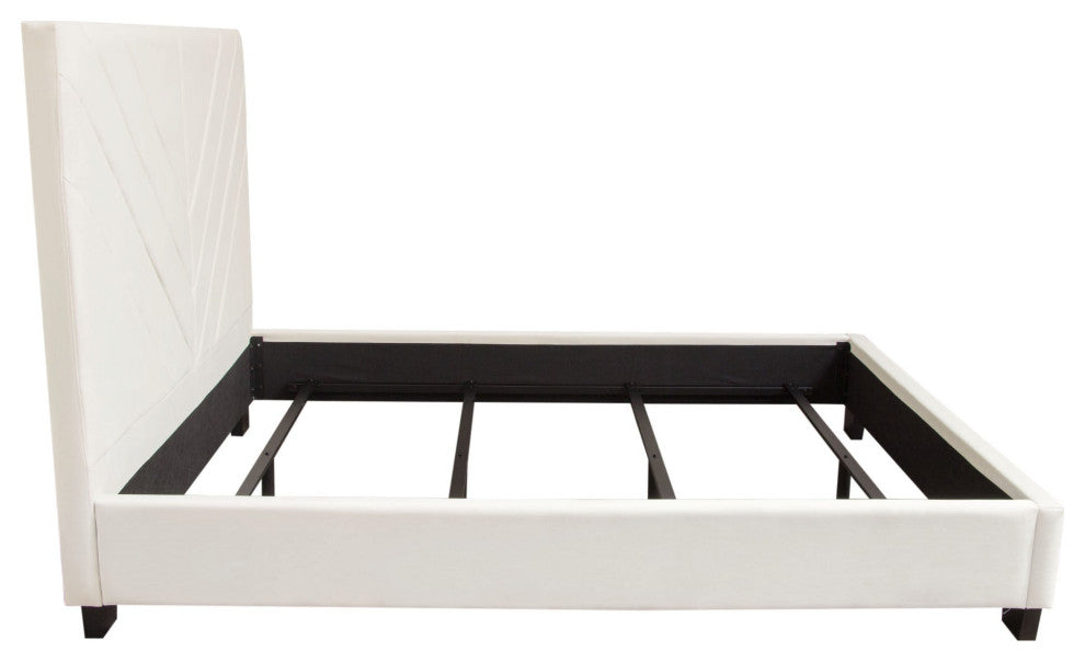 Vogue Queen Bed, Light Cream Velvet