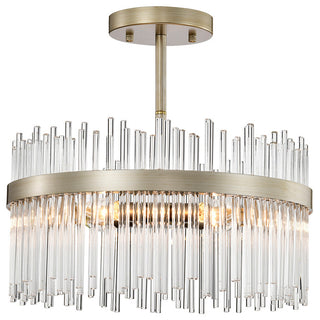 Eva Brushed Silver-ish Champagne Clear Glass Bars Flush Mount
