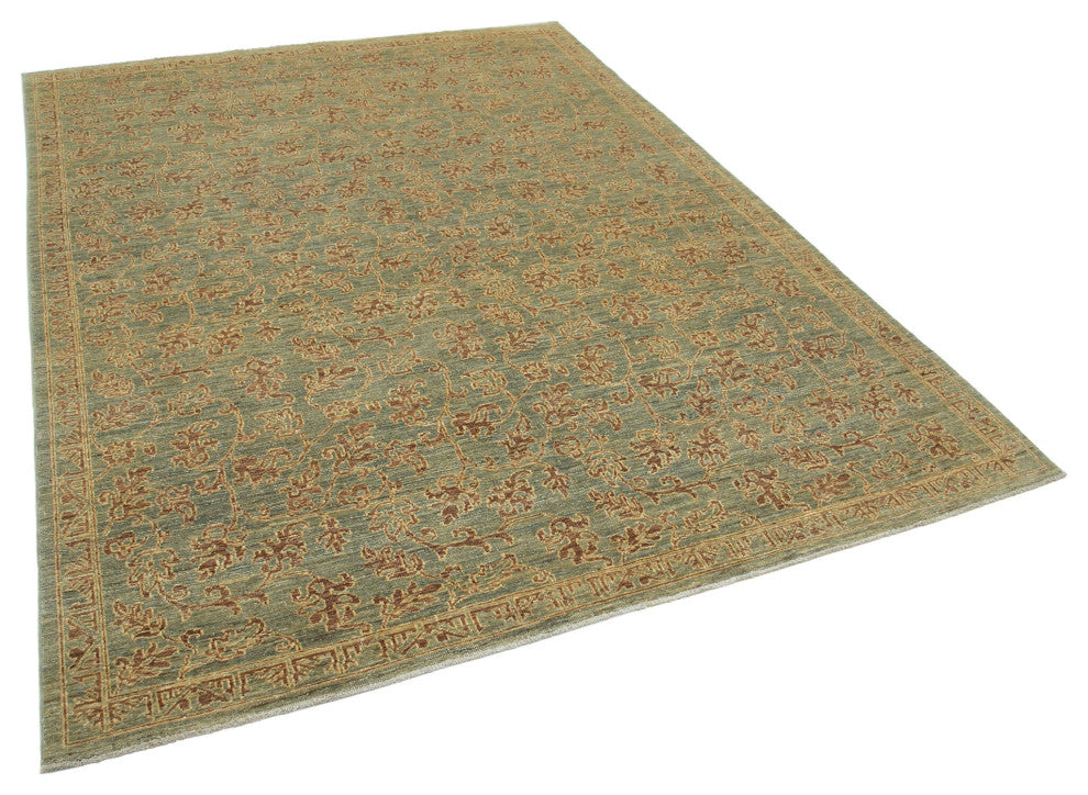 Rug N Carpet - Handwoven Oriental 6' 2" x 8' 7" Wool Oushak Area Rug
