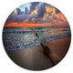 Reddish Sunset Over Clear Beach, Seashore Art Round Wall Art, 11"