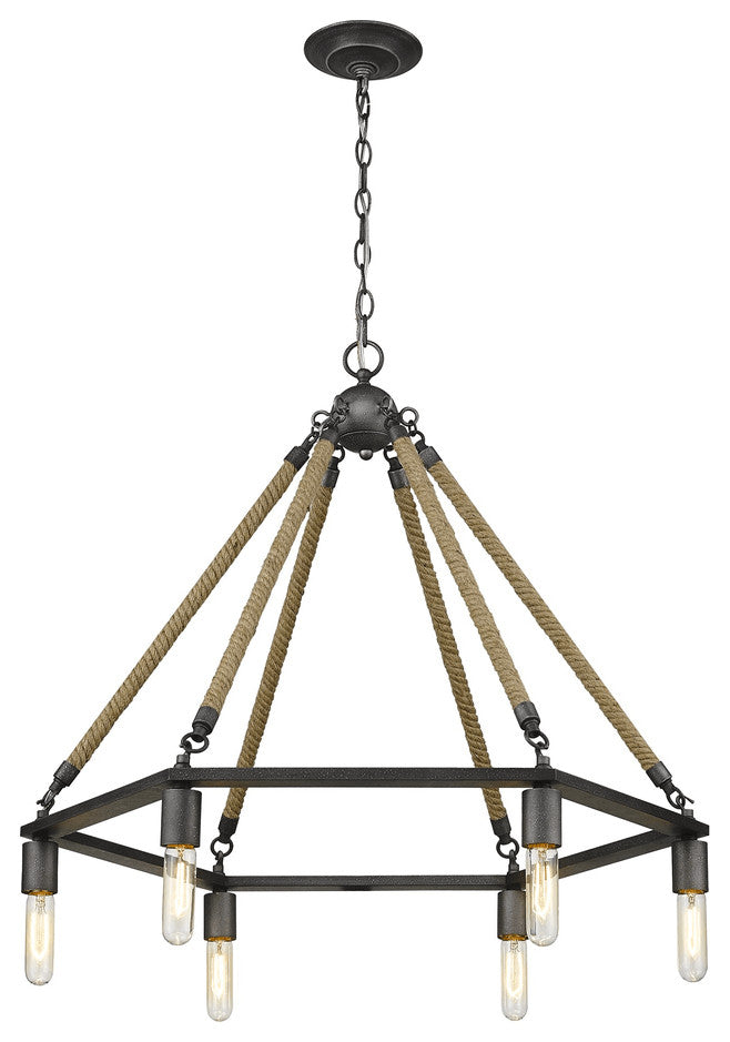 Holden 6-Light Antique Gray Wagon Wheel Chandelier