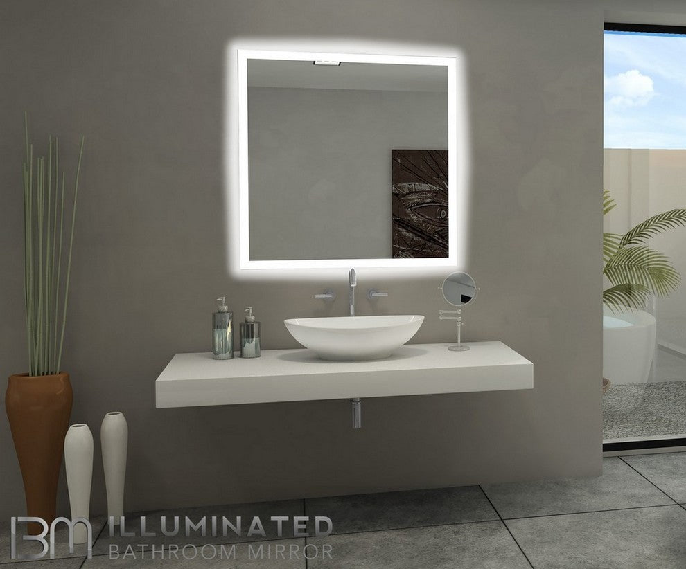 IB MIRROR Dimmable Backlit Bathroom Mirror Rectangle 36"x36", 6000K