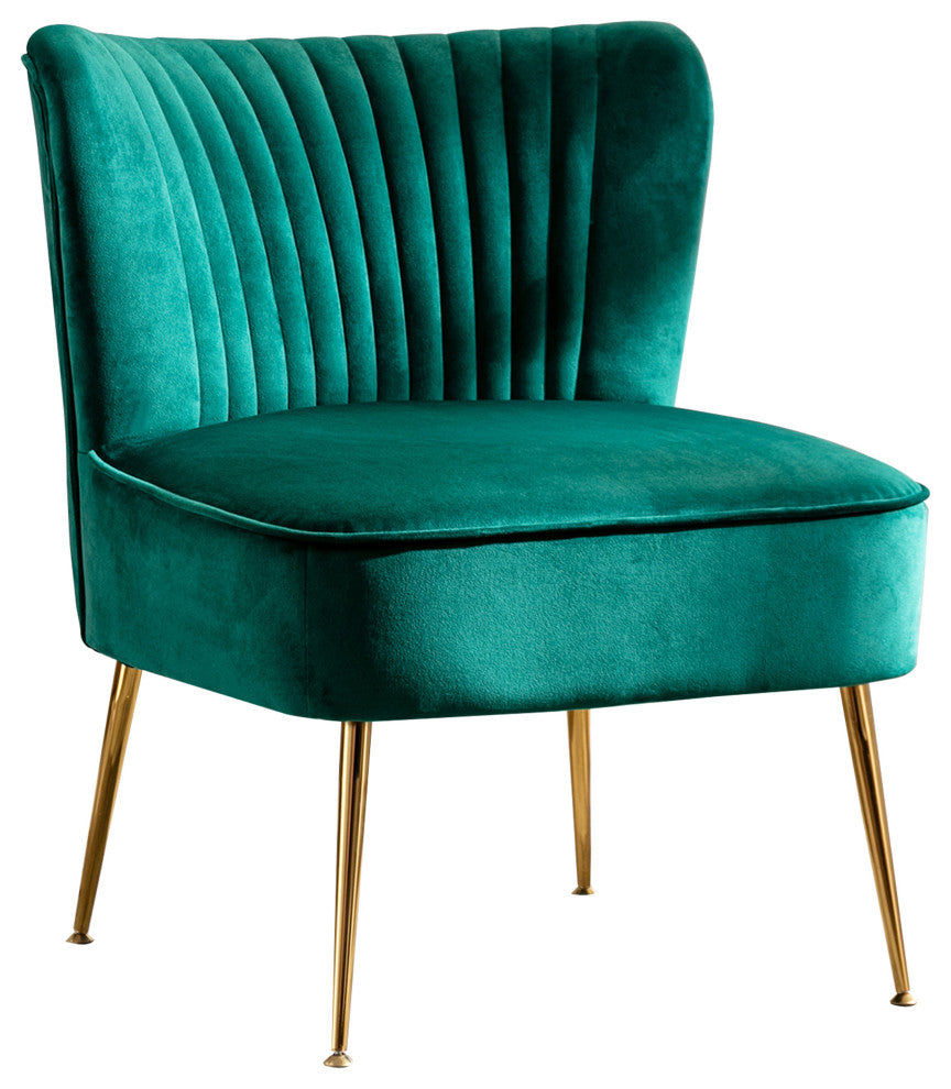WestinTrends 25" Tufted Velvet Accent Chair for Living Dining Room, Bedroom, Den, Green